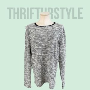 7Diamonds‎ Fit Burgos Knit Sweater Crewneck Long Sleeve Gray Black Pattern